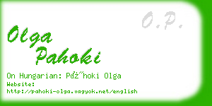 olga pahoki business card
